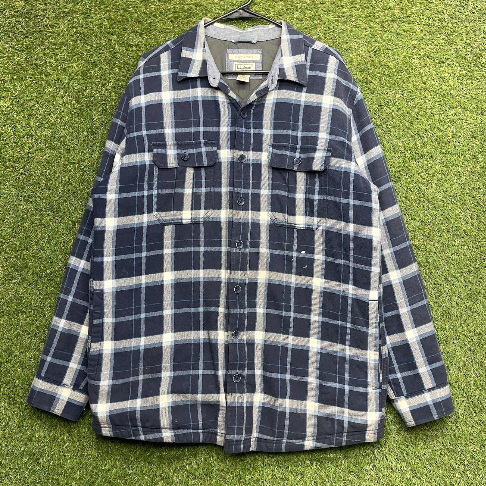 Vintage L.L. Bean Flannel Shirt Large Tall LT Blue Shacket Outdoor Hiking Workwear Mens Size US L / EU 52-54 / 3 - 2 Thumbnail