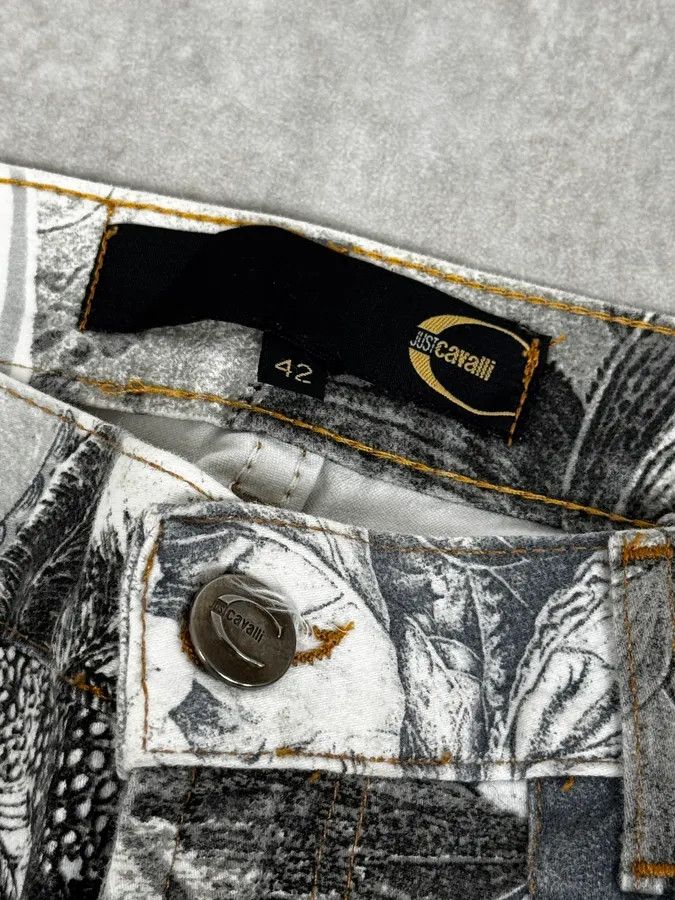 Roberto Cavalli Just Cavalli Black & White Floral Printed Pants Size 26" / US 2 / IT 38 - 9 Thumbnail