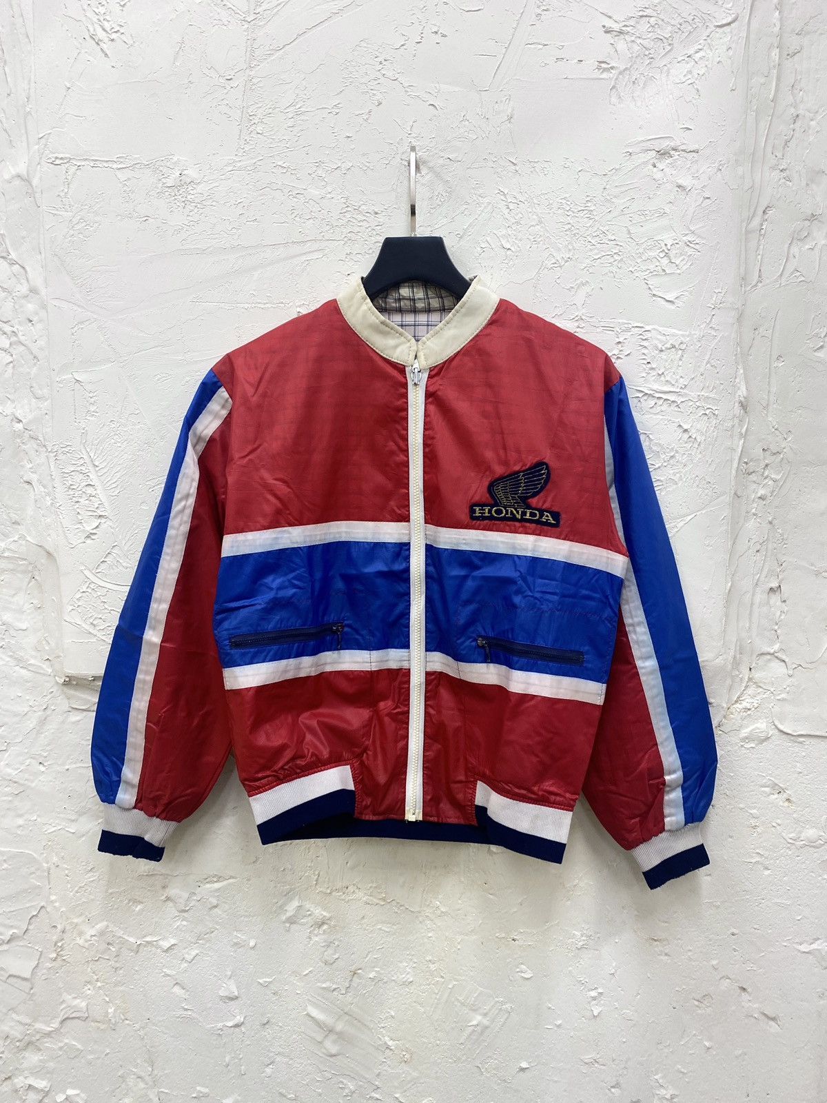 image of 1980S Honda Racing Team International Reversible Jacket in Blue/Red/White, Men's (Size Medium)