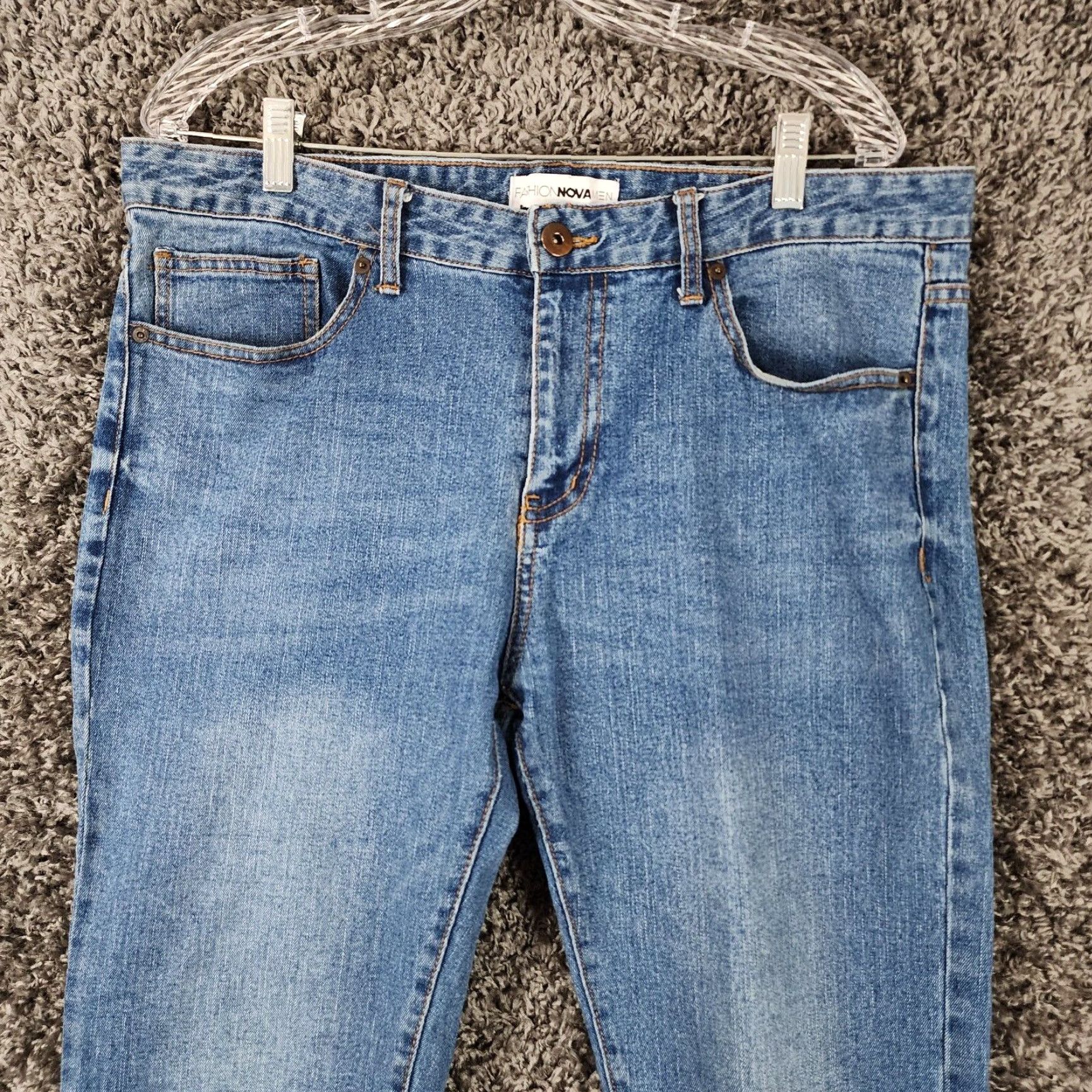 Fashion Nova Fashion Nova Mens Slim Fit Straight Leg Blue Jeans Size 36x33 Size US 36 / EU 52 - 2 Thumbnail