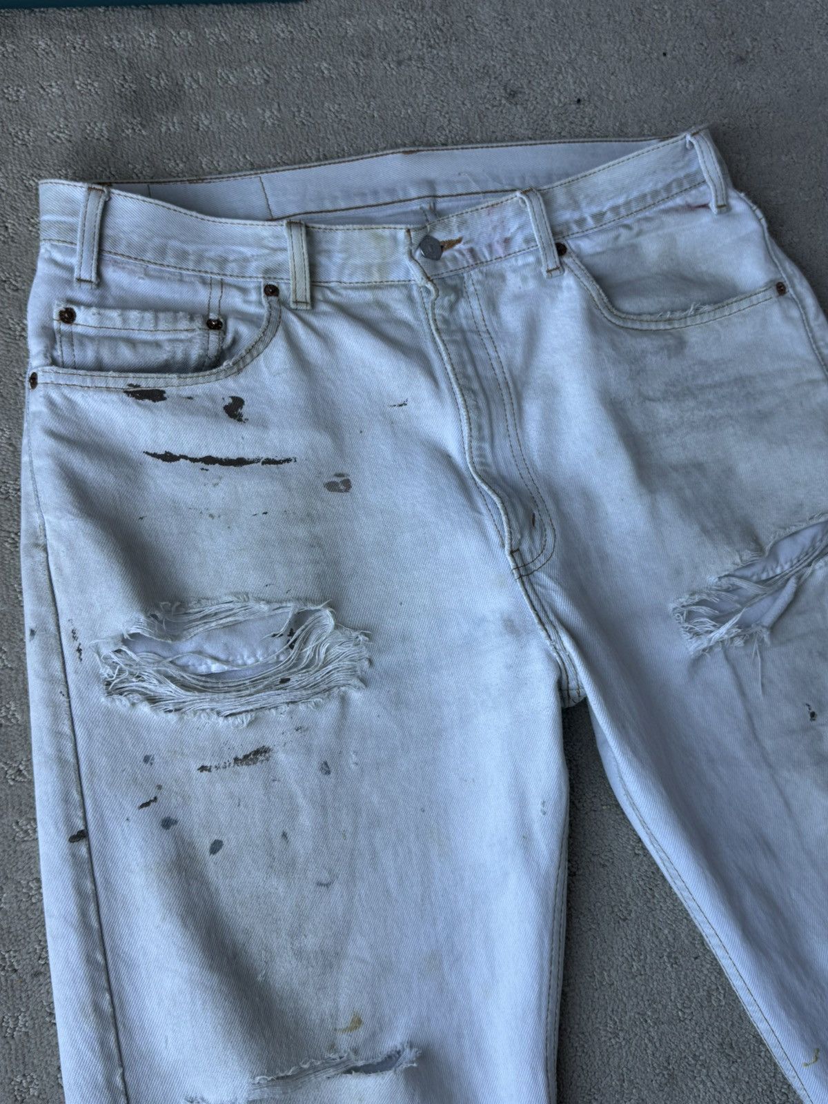 Levi's Vintage Clothing Levi’s 505 Vintage White Wash Distressed Ripped Rare Denim Size US 36 / EU 52 - 4 Thumbnail