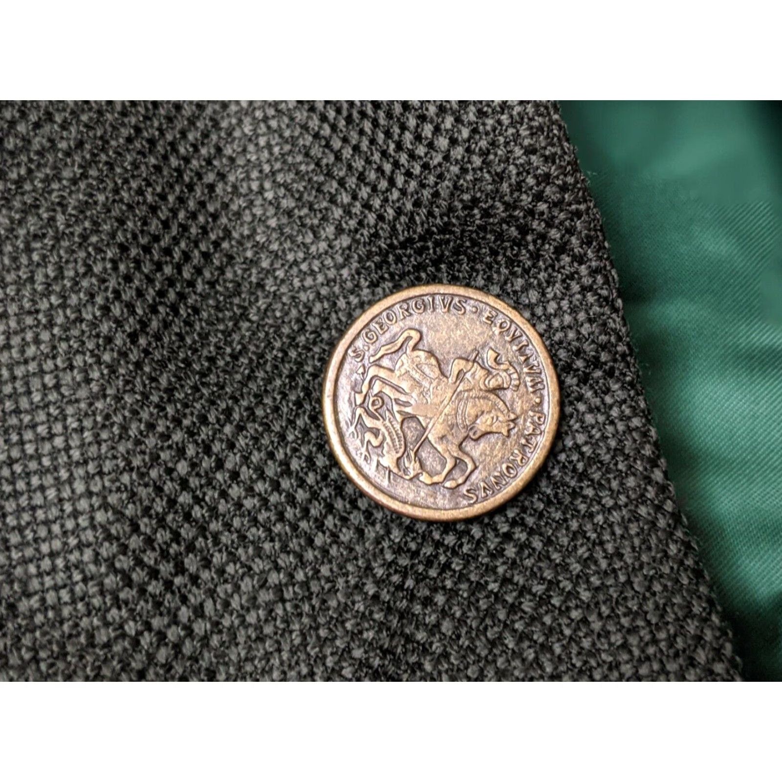 Vintage VINTAGE Hickey Freeman Green Hopsack Wool Blazer Jacket Sport Coat 38S Four-Button Notch Lapel Men Regular Short Solid Classic Size 38R - 3 Thumbnail