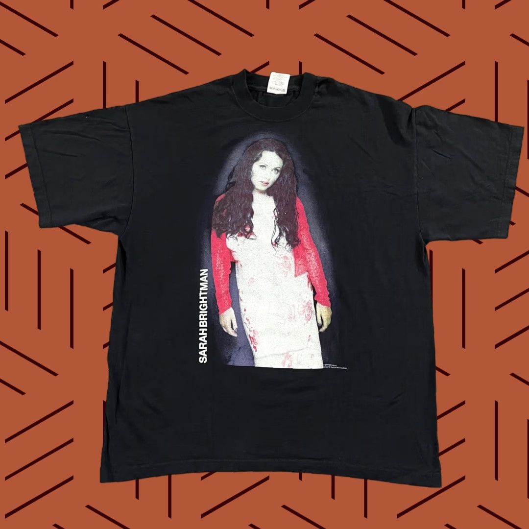 VINTAGE SaraH Brightman Shirt Mens XL Black Soprano Singer 90s Y2K T-Shirt Graphic Print Screen Stars Logo 90s Classic Music Mens XL Black