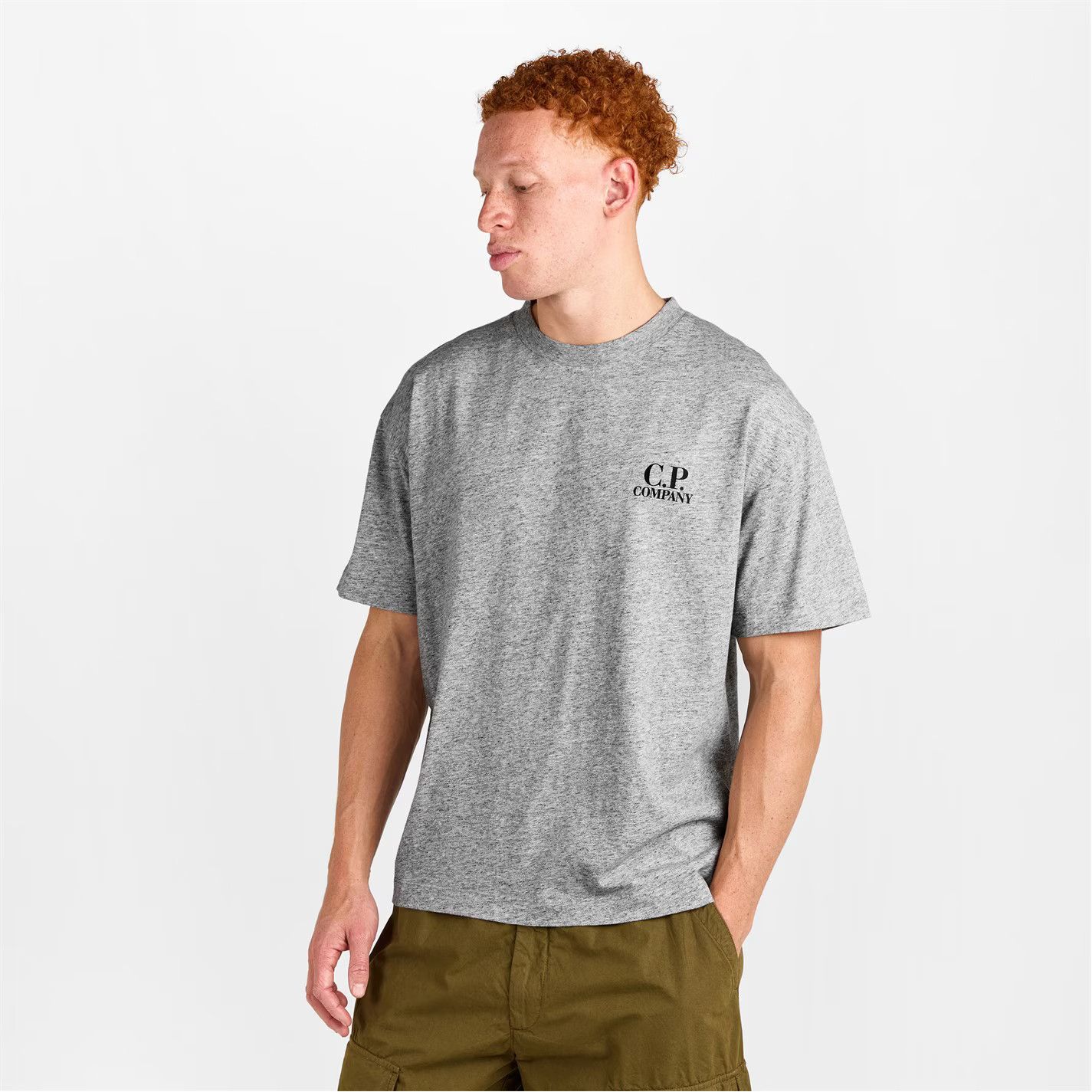 C.P. Company o1g2r1mq0426 Double Logo T-Shirt in Grey Size US XL / EU 56 / 4 - 3 Thumbnail