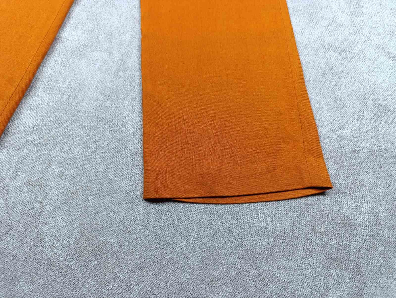 Loro Piana LORO PIANA CARSON LEATHER-TRIM LINEN PANTS IN ORANGE RUST Size 27" / US 4 / IT 40 - 7 Thumbnail