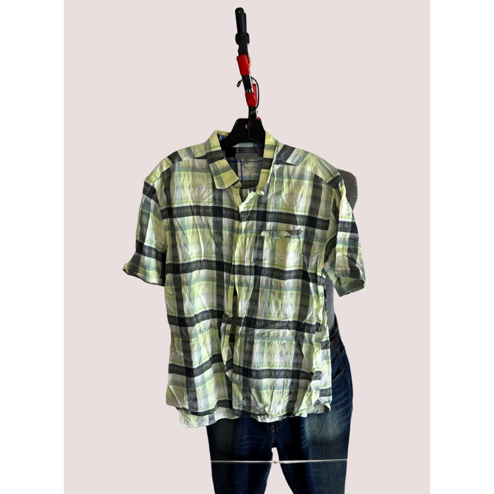 Ted Baker Ted Baker Shirt Mens L Sharp London Plaid SHORT SLEEVE BUTTON Size US L / EU 52-54 / 3 - 1 Thumbnail