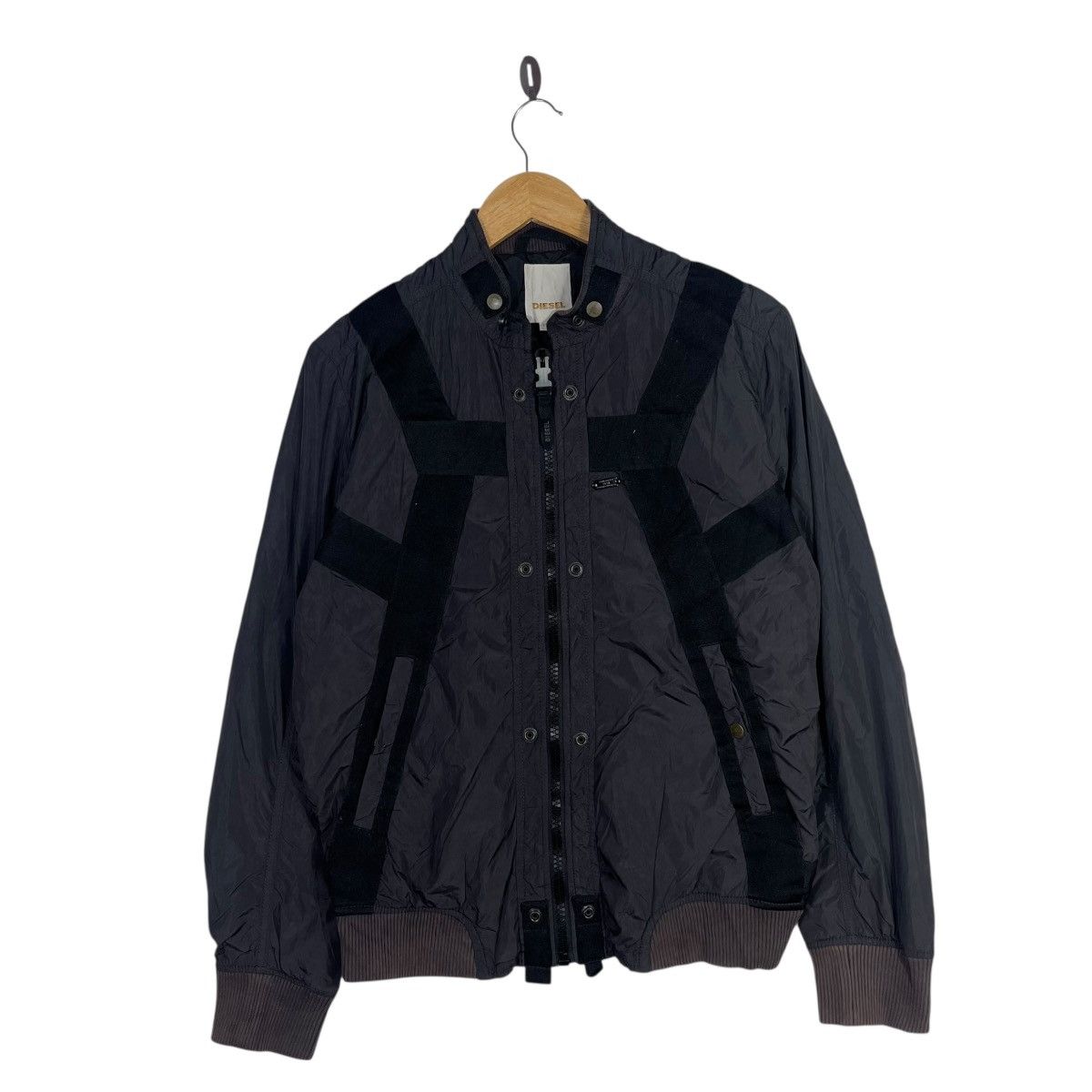 Diesel Diesel Technical Nylon Bomber Jacket Black Strap Panel ZipUp Size US S / EU 44-46 / 1 - 1 Thumbnail