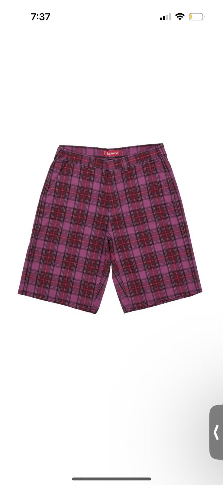 Supreme SUPREME WORK SHORTS (SS26) PURPLE PLAID- Size 30 | Grailed