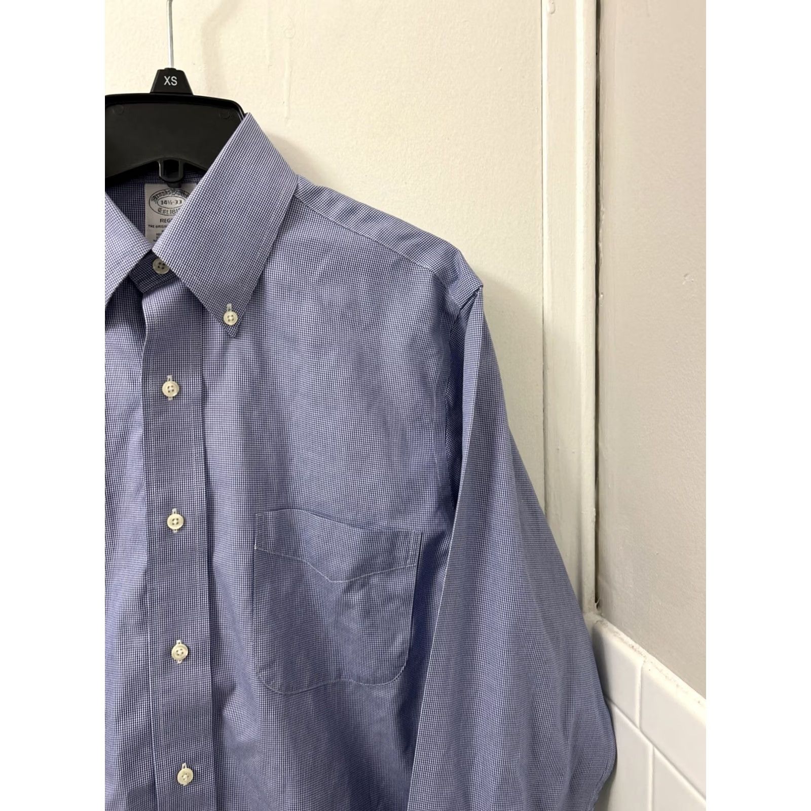 Brooks Brothers VINTAGE Brooks Brothers Original Polo Shirt Mens Sz 14.5 Blue Houndstooth Regent Supima Dress Shirt Long Sleeve Non-Iron Button-Down Collar Mens Size US M / EU 48-50 / 2 - 4 Thumbnail