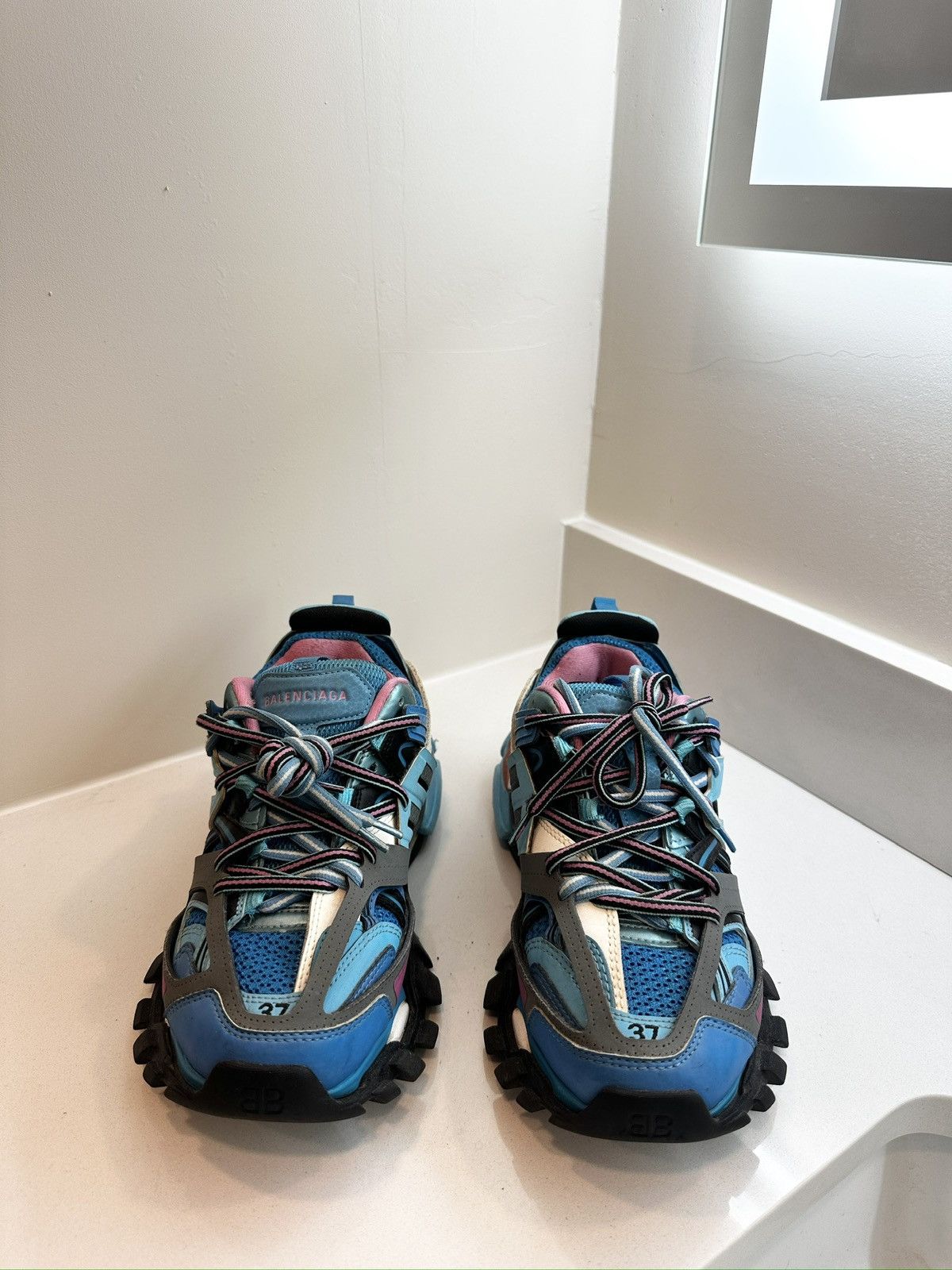 Balenciaga Balenciaga Track Trainer 'Light Blue Pink' Size US 7 / IT 37 - 2 Thumbnail
