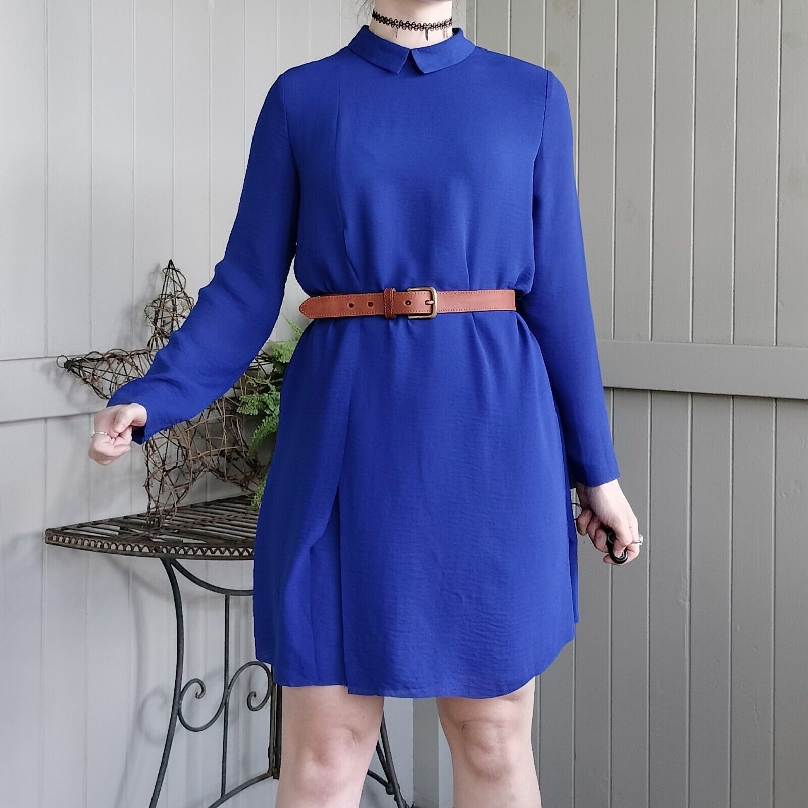 Cos COS Dress Blue Shift Long Sleeve Mini Corporate Schoolgirl Size M / US 6-8 / IT 42-44 - 2 Thumbnail