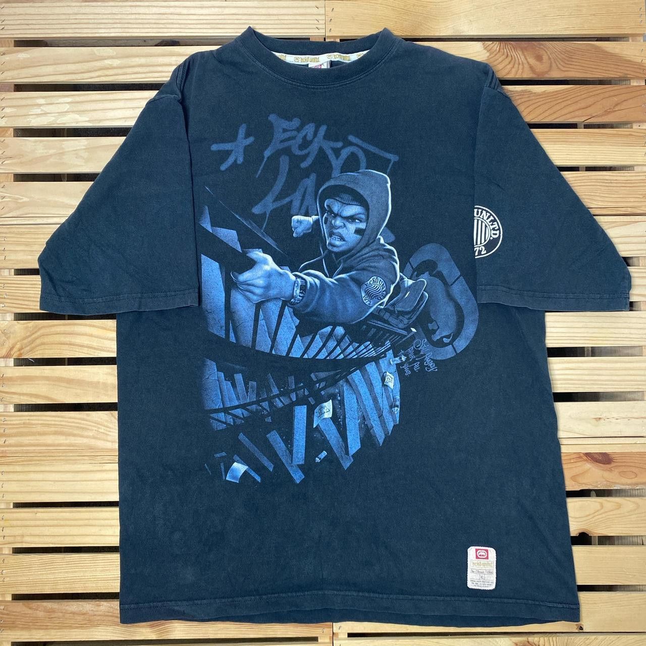 Ecko Unltd. Vintage Ecko Unltd. Faded Black Y2K Hip Hop Tee Size XL Size US XL / EU 56 / 4 - 1 Thumbnail