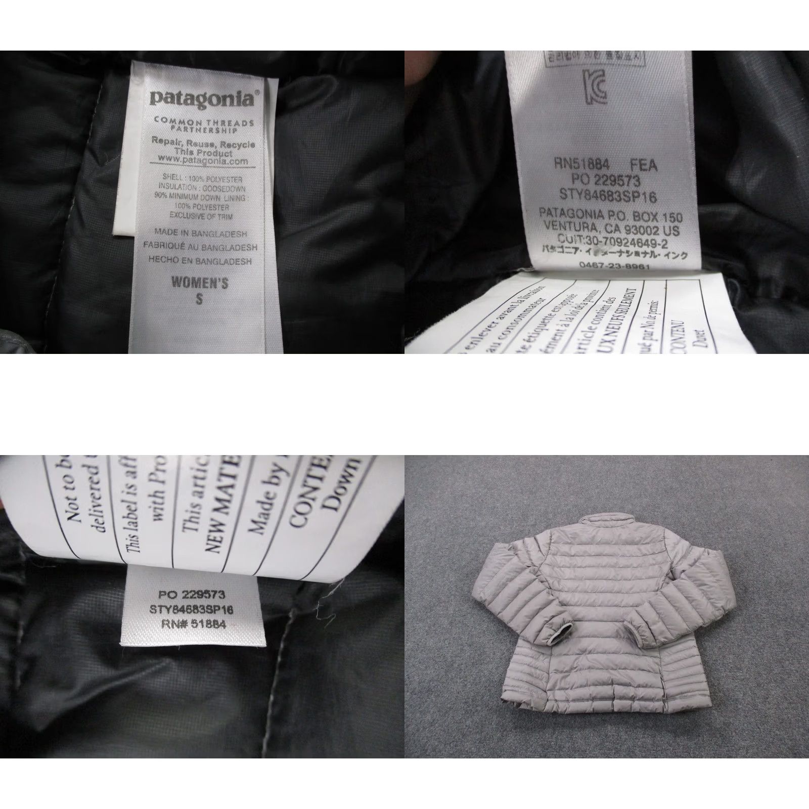Patagonia Patagonia Jacket Women S Gray Down Puffer Quilted Outdoor Coat Zip Full Zip, Windproof, Pockets, Casual, Regular, Gray, 84683 Size S / US 4 / IT 40 - 8 Thumbnail