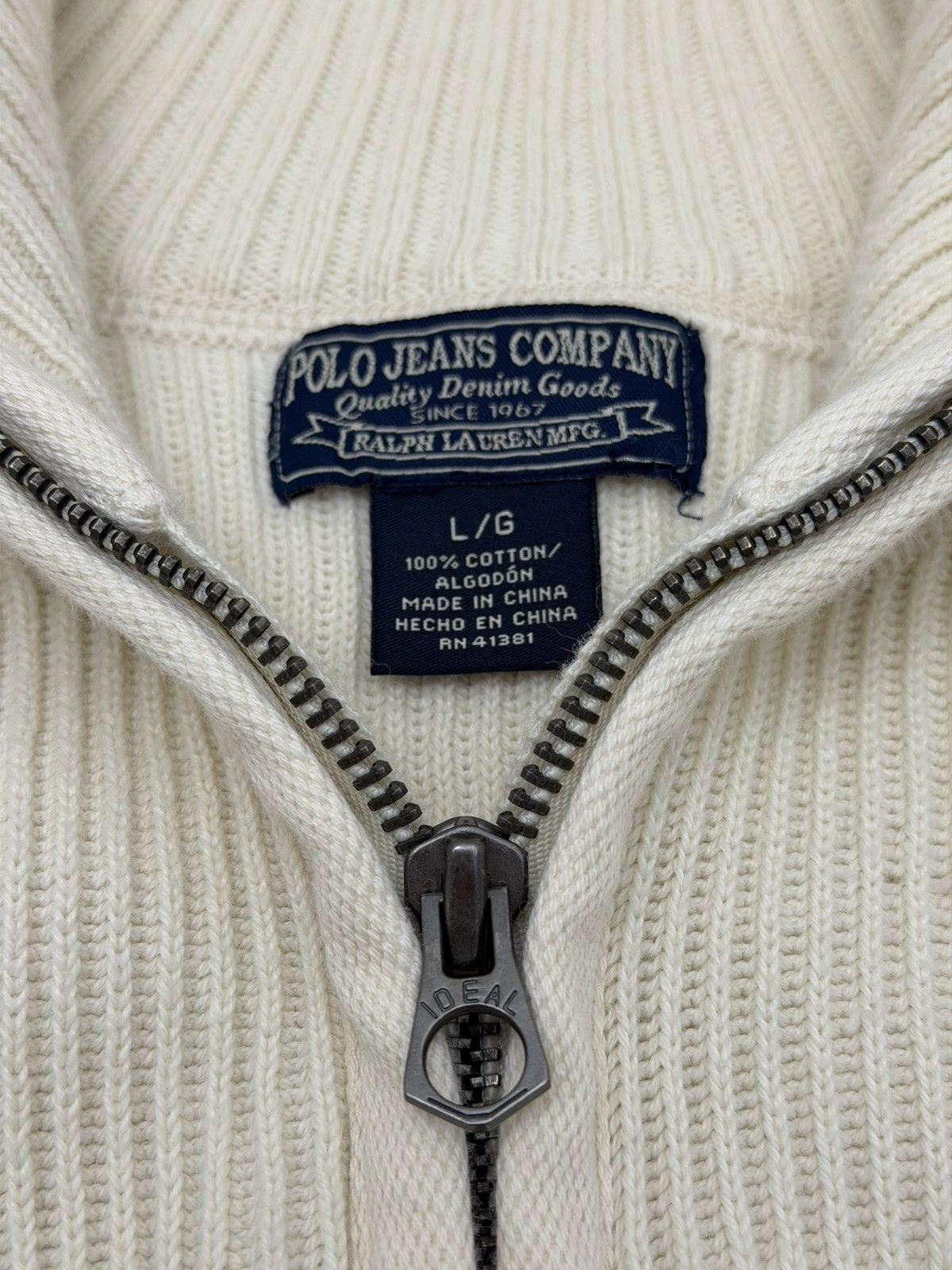 Polo Ralph Lauren Polo Jeans Co. Ralph Lauren MFG Cream Standard Issue Ribbed Size US L / EU 52-54 / 3 - 8 Thumbnail