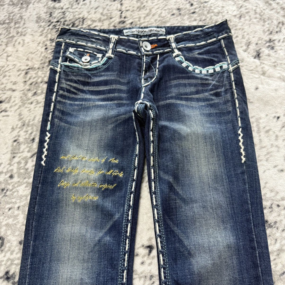 Japanese Brand Cycle Japan Embroidered Bold Stitch Studded Skinny Jeans Size 26" / US 2 / IT 38 - 3 Thumbnail