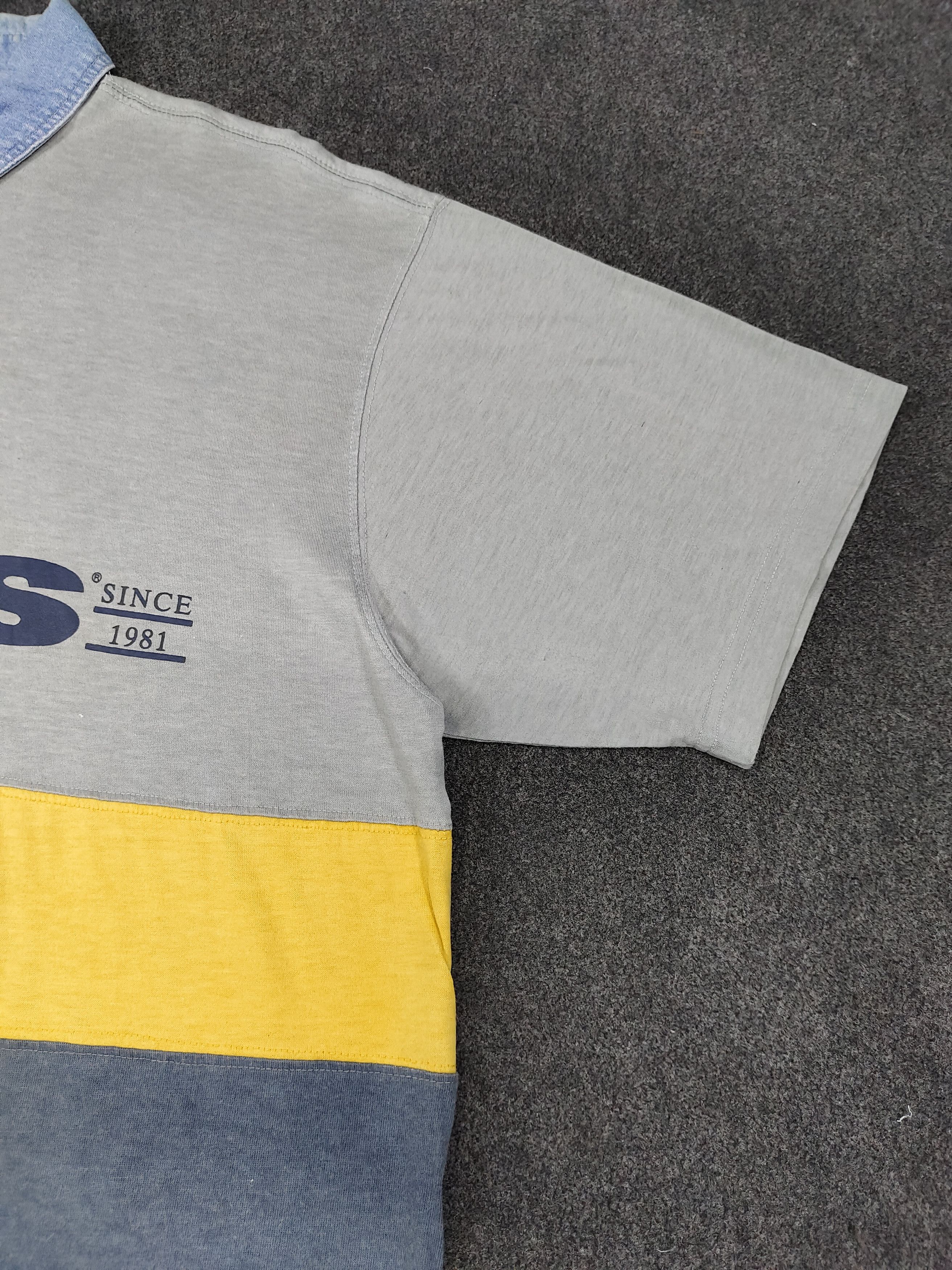 Guess 90s GUESS- Big Logo Color Block Denim Chambray Collar Polos Size US L / EU 52-54 / 3 - 2 Thumbnail