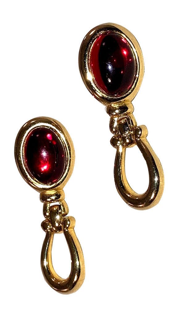 Polo Ralph Lauren Paolo Gucci Goldtone Red Lucite Cabochon Earrings Size ONE SIZE - 2 Thumbnail