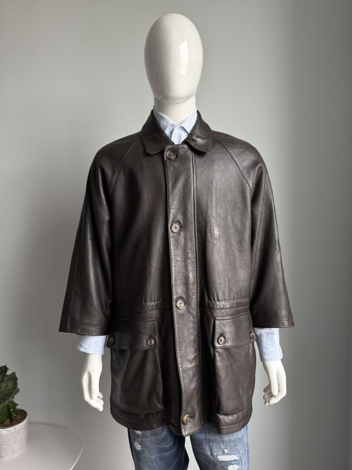 Loro Piana Loro Piana Brown Deer Leather Cashmere Lined Coat 3/4 sleeve Size US L / EU 52-54 / 3 - 3 Thumbnail