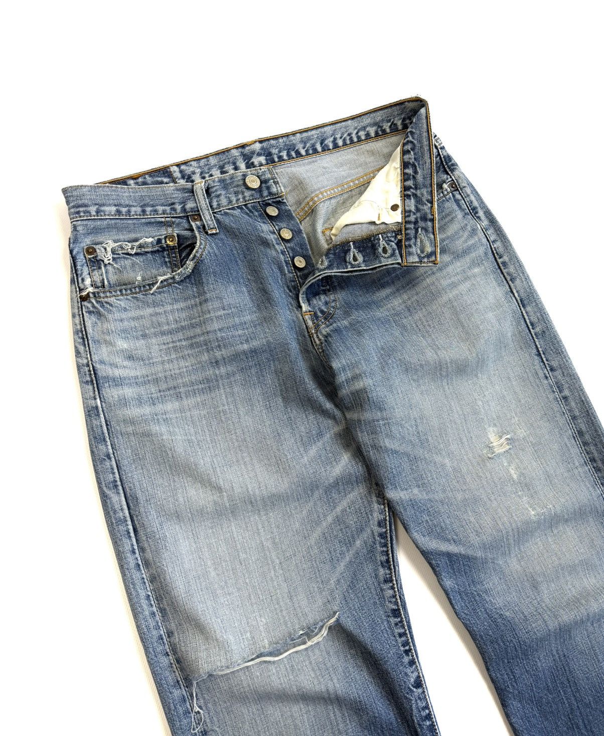 Levi's Vintage Clothing 00s Levi’s 501 Vintage Japan Distressed Washed Blue Jeans Size US 31 - 3 Thumbnail