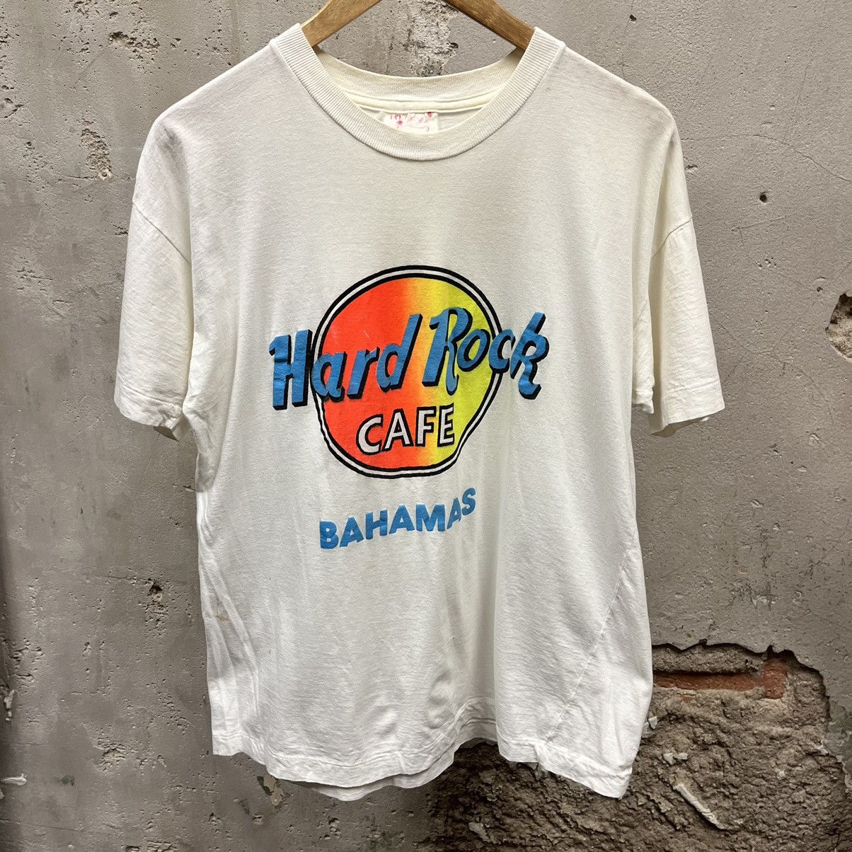Hard Rock Cafe × Vintage Vintage 80s Hard Rock Cafe Bahamas White Neon Logo Tee XL Size US XL / EU 56 / 4 - 1 Thumbnail