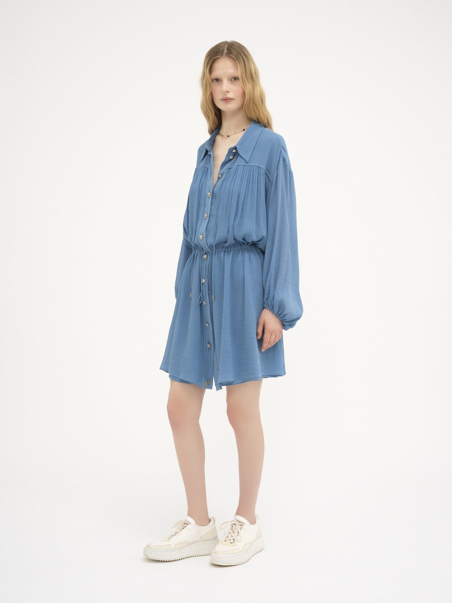 Chloe o1loc1c10425 Short Shirt Dress in Parisian Blue Size M / US 6-8 / IT 42-44 - 4 Thumbnail