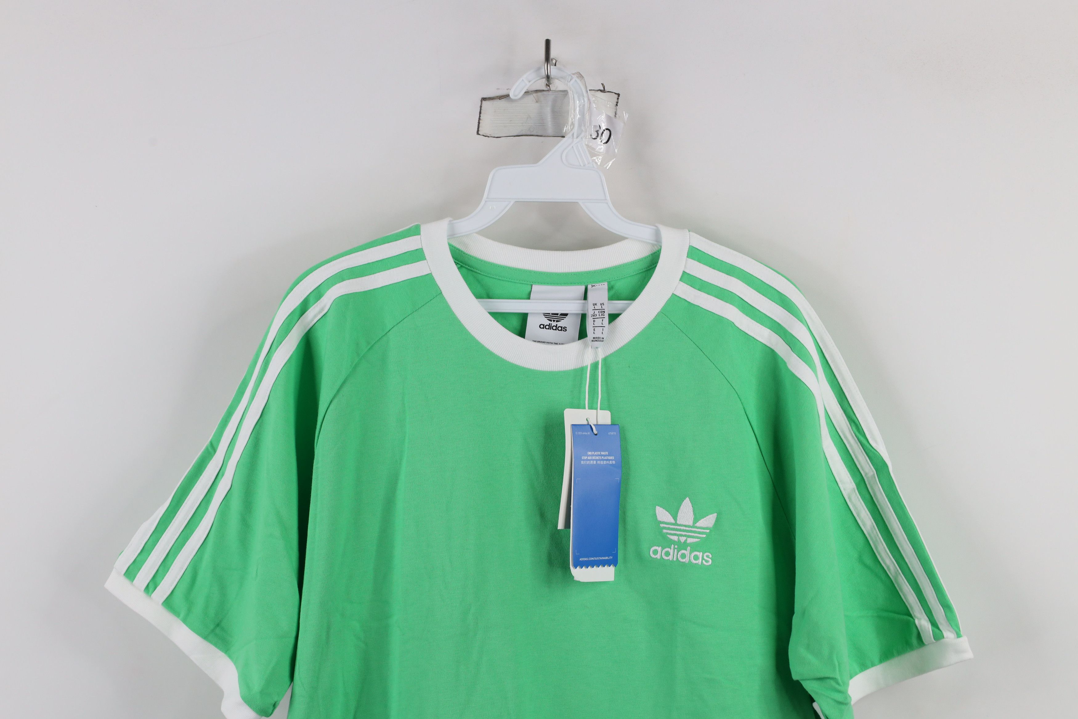 Adidas × Vintage New Adidas Trefoil Striped Short Sleeve Ringer T-Shirt Lime Size US L / EU 52-54 / 3 - 2 Thumbnail