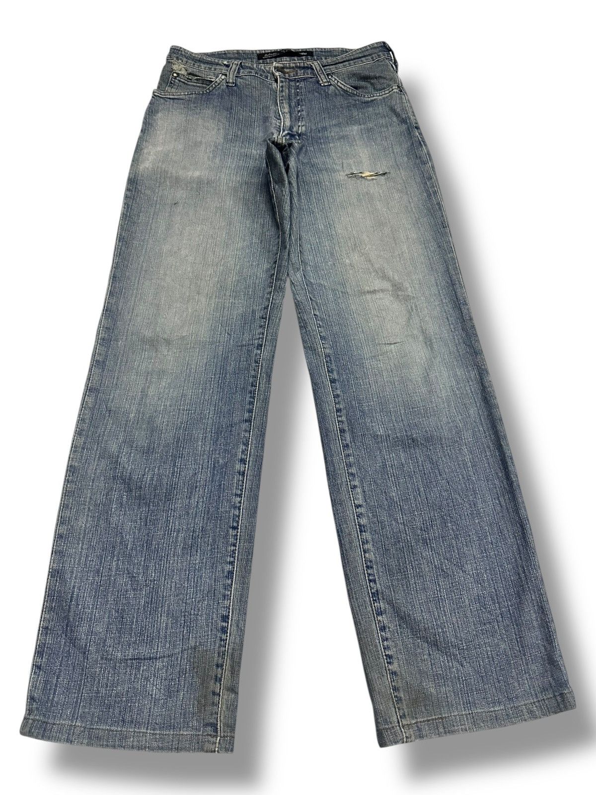 Japanese Brand Wrangler Rare Silver Colour Wideleg Style and Faded Wash Size US 30 / EU 46 - 1 Thumbnail