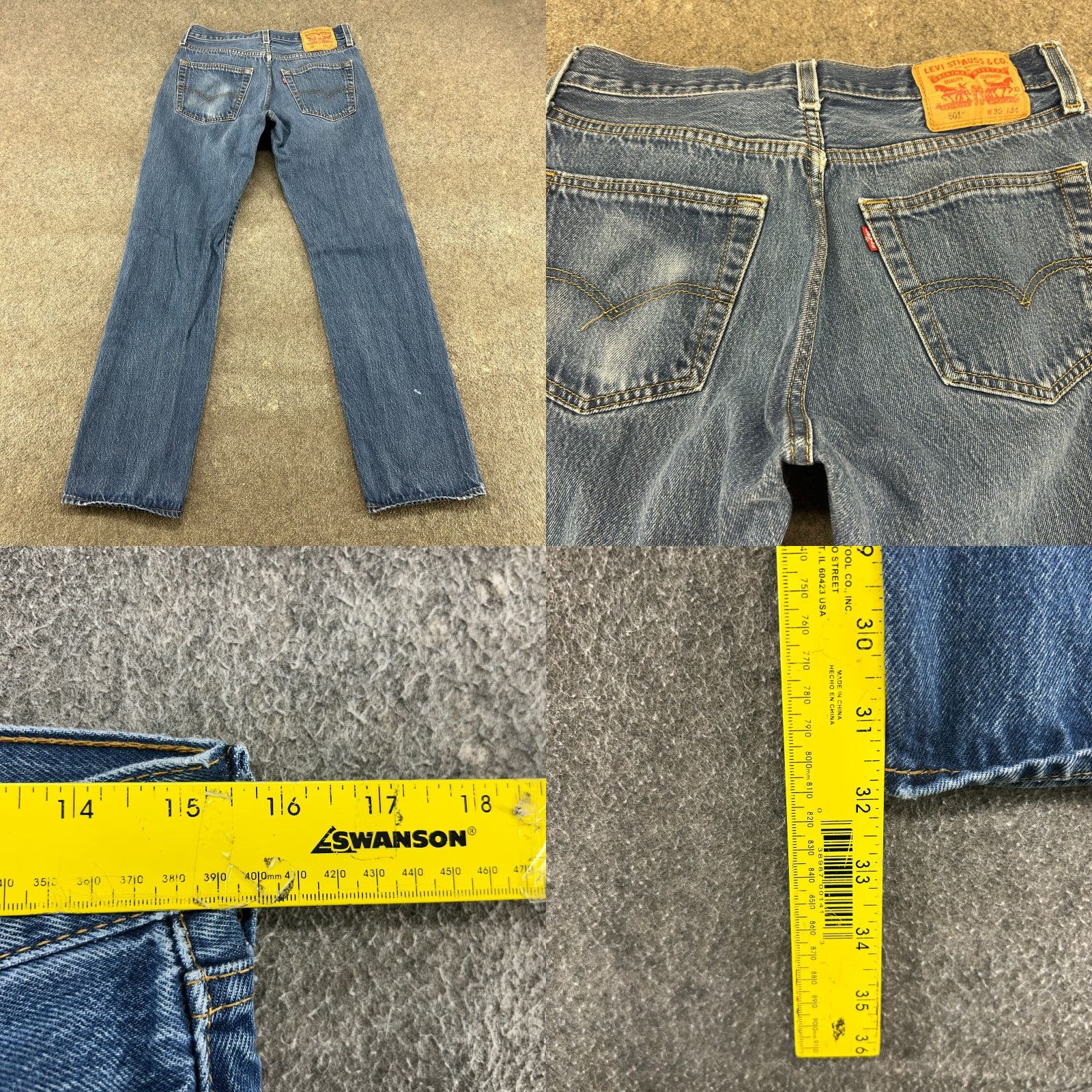 Levi's Levi's Jeans Men 32x34 501 Levi's 501 Series Medium Wash Blue Regular Straight Distressed Pockets 5-Pocket Denim Button Fly Size US 32 / EU 48 - 9 Thumbnail