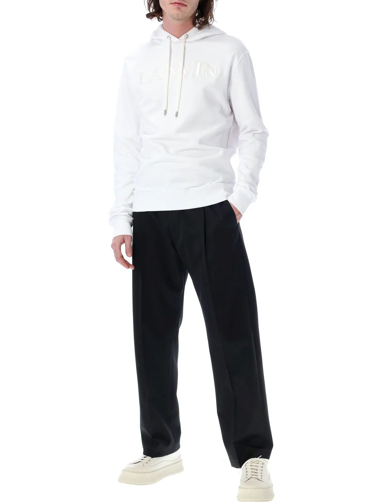 Lanvin o1y0225 Logo Hoodie in White Size US M / EU 48-50 / 2 - 4 Thumbnail