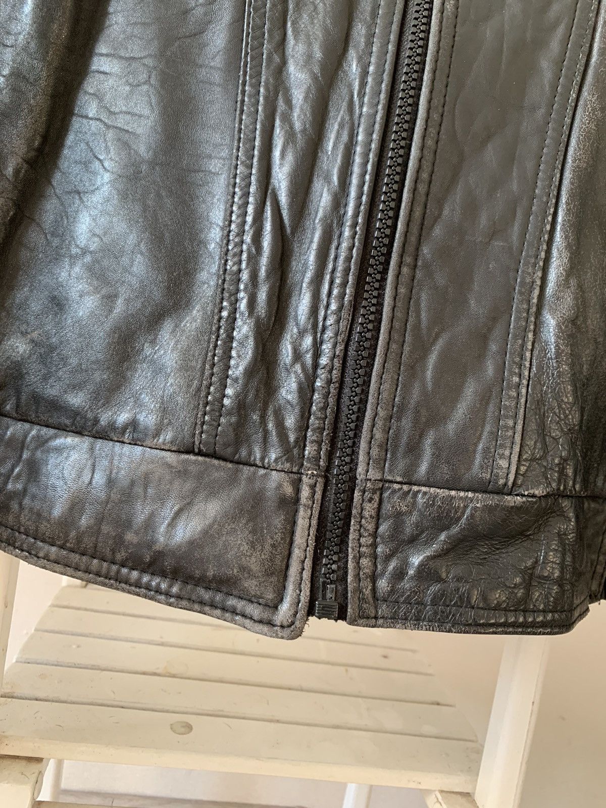 Vintage 90s Y2K Faded Leather Bomber Jacket ysl gucci yohji yamamoto Size US M / EU 48-50 / 2 - 5 Thumbnail