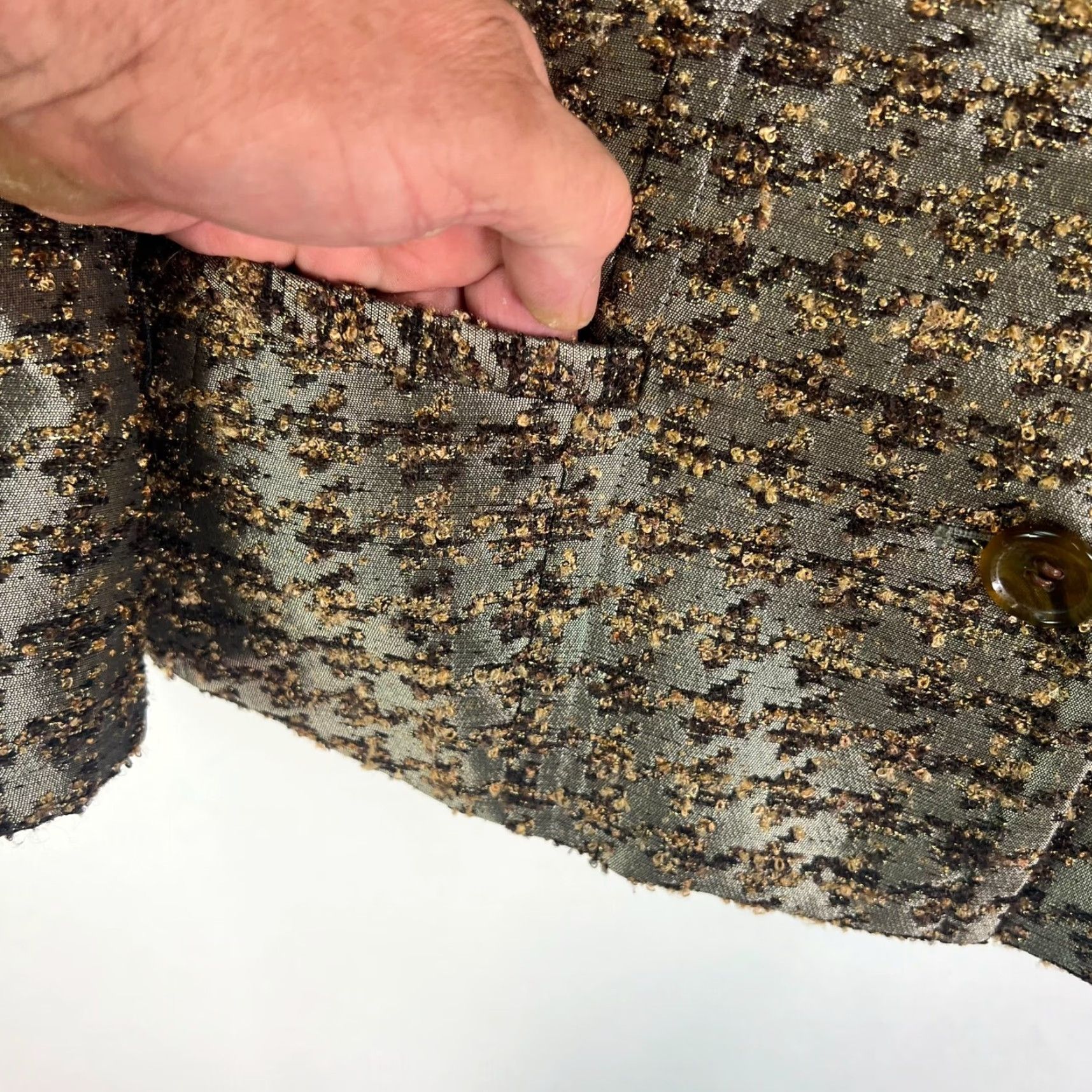 Vintage Chico's Blazer Jacket Women Size 2 Brown Geometric Notch 4-Button Lined Polyester Dressy Lightweight Regular Buttons? Size XS / US 0-2 / IT 36-38 - 5 Thumbnail