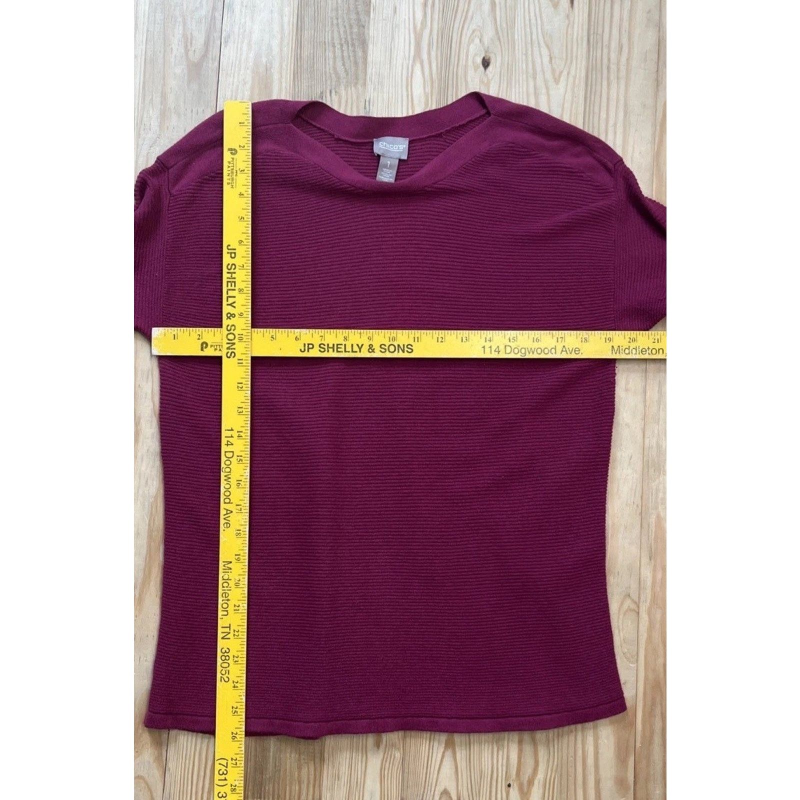 Chicos Chicos Burgundy Wine Textured Stripe Top Blouse Sz 1 M Size M / US 6-8 / IT 42-44 - 6 Thumbnail