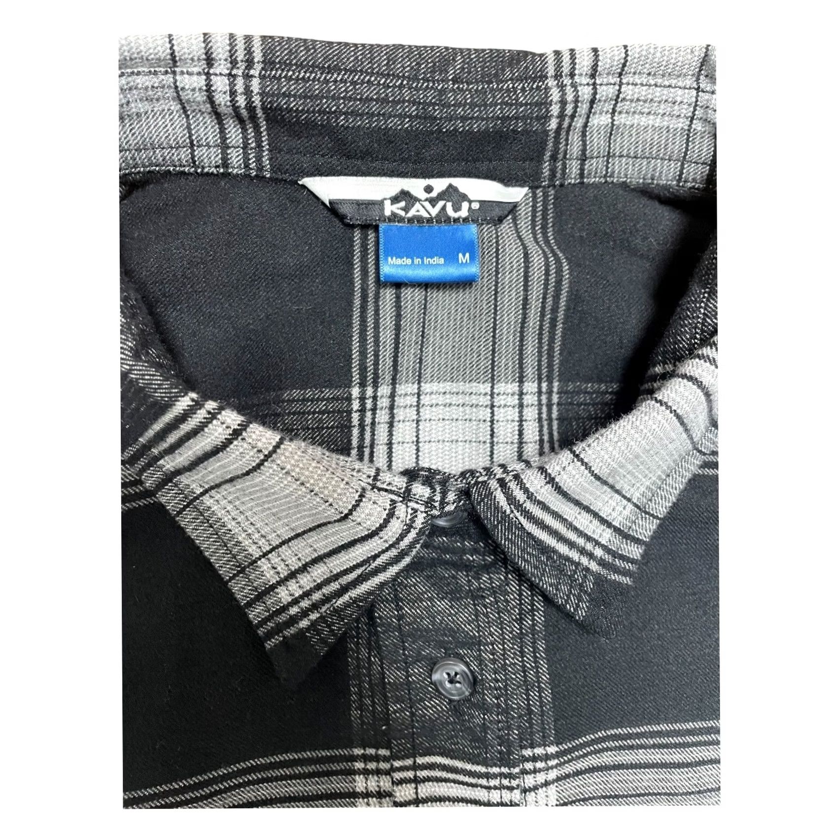 KAVU KAVU Button-Down Flannel Shirt Plaid Long Sleeve Black & White Multicolor Men Medium Regular Size M Casual Workwear Winter Spring Fall Size US M / EU 48-50 / 2 - 4 Thumbnail