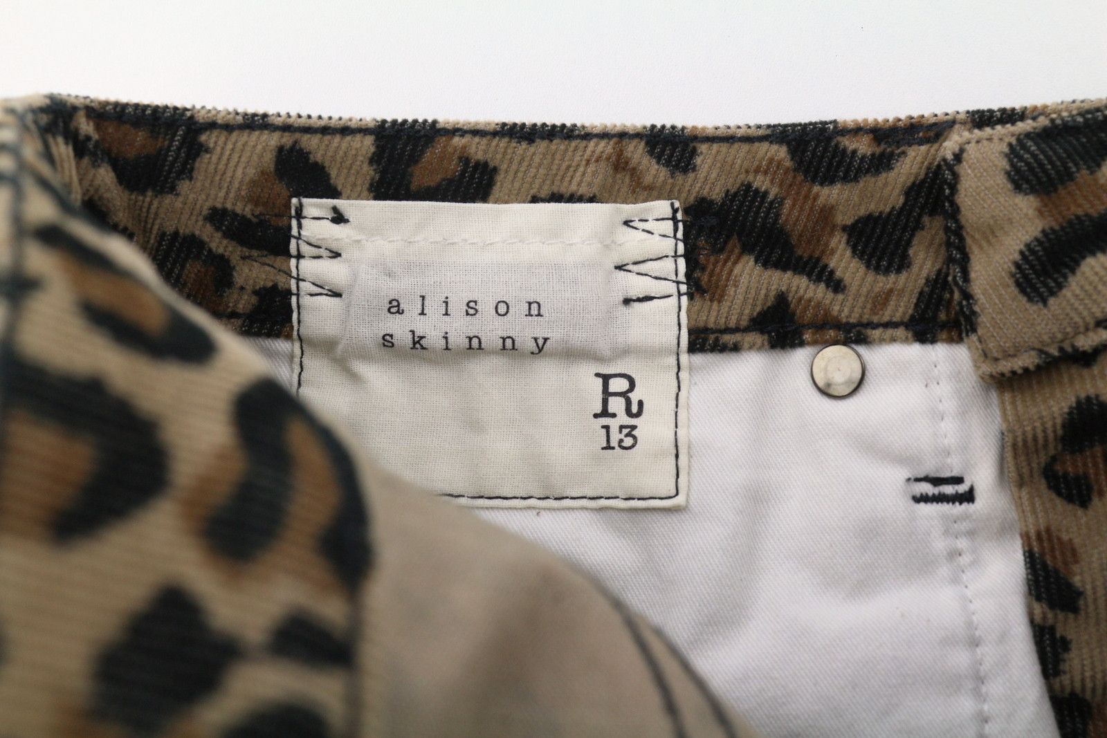 ALISON SKINNY 27 Tan Leopard Ankle Corduroy Brown 85777
