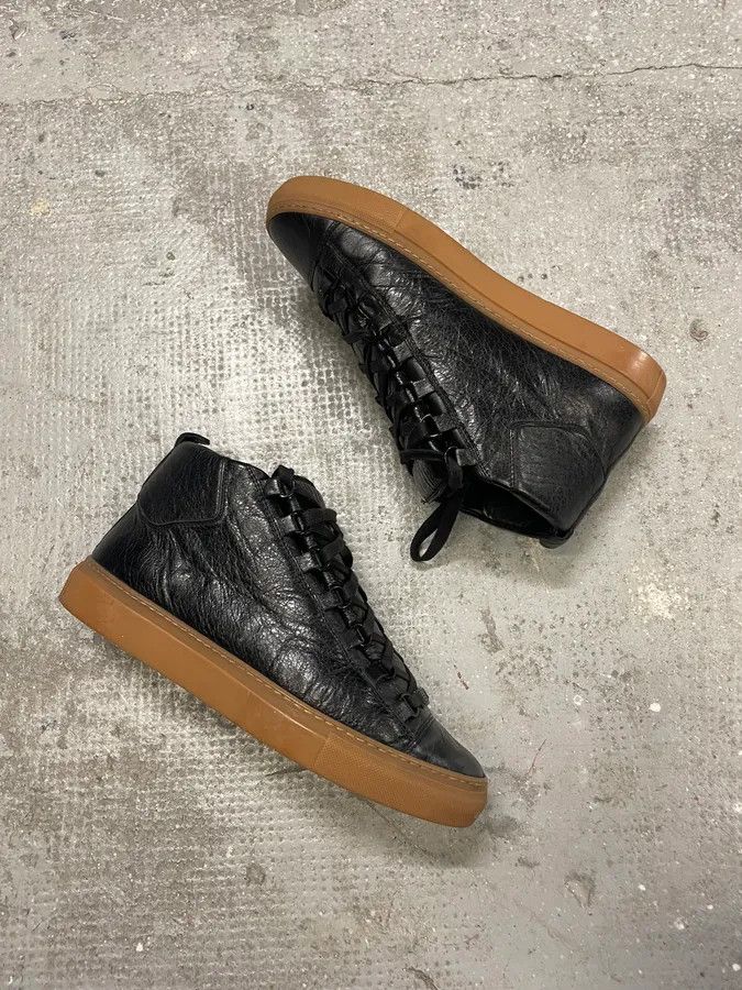Balenciaga Balenciaga Arena Satin Cracked Leather High Sneakers Size US 7.5 / EU 40-41 - 3 Thumbnail