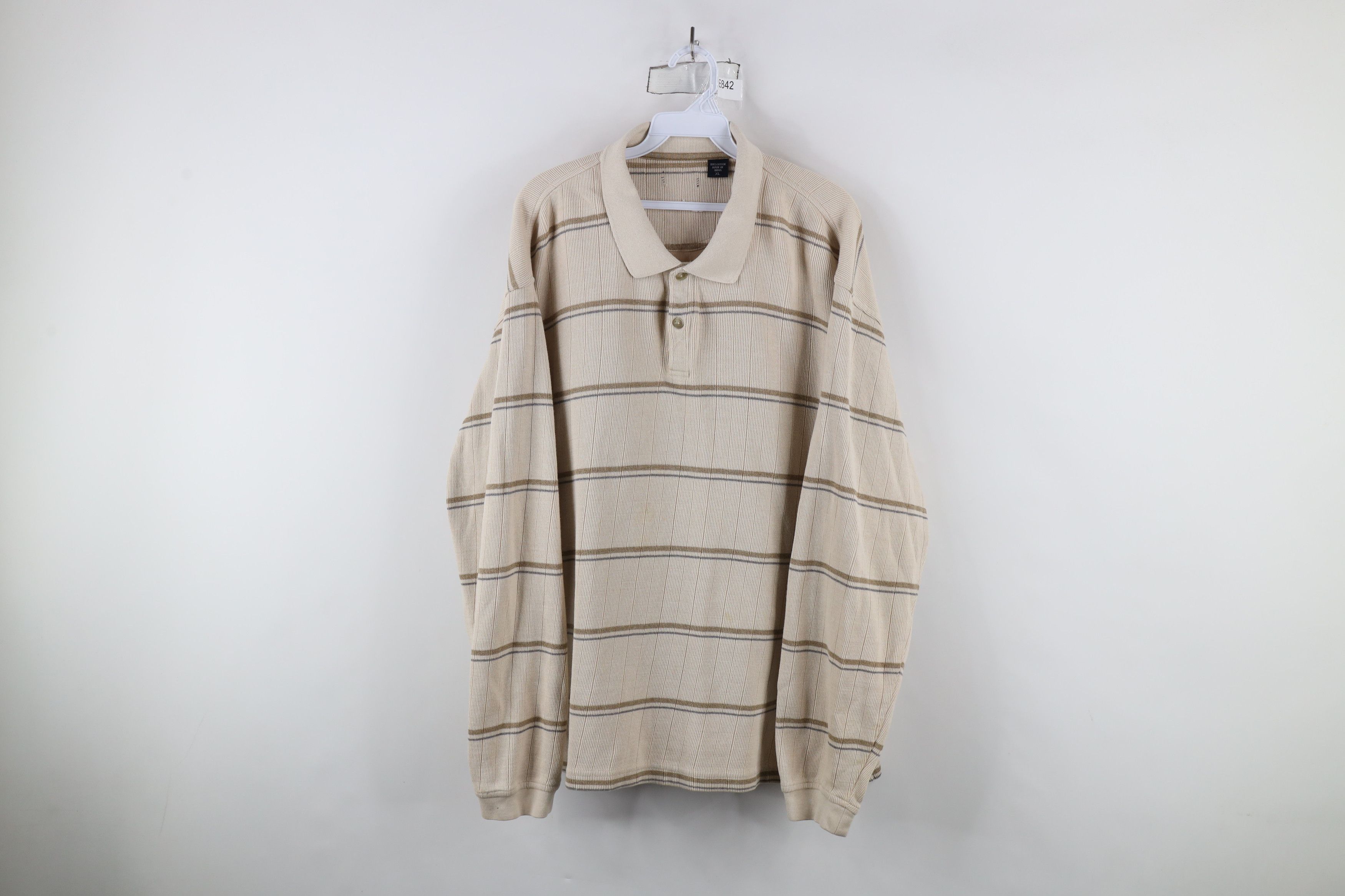Vintage Vintage 90s Streetwear Heavy Ribbed Long Sleeve Polo Shirt Size US XL / EU 56 / 4 - 1 Thumbnail