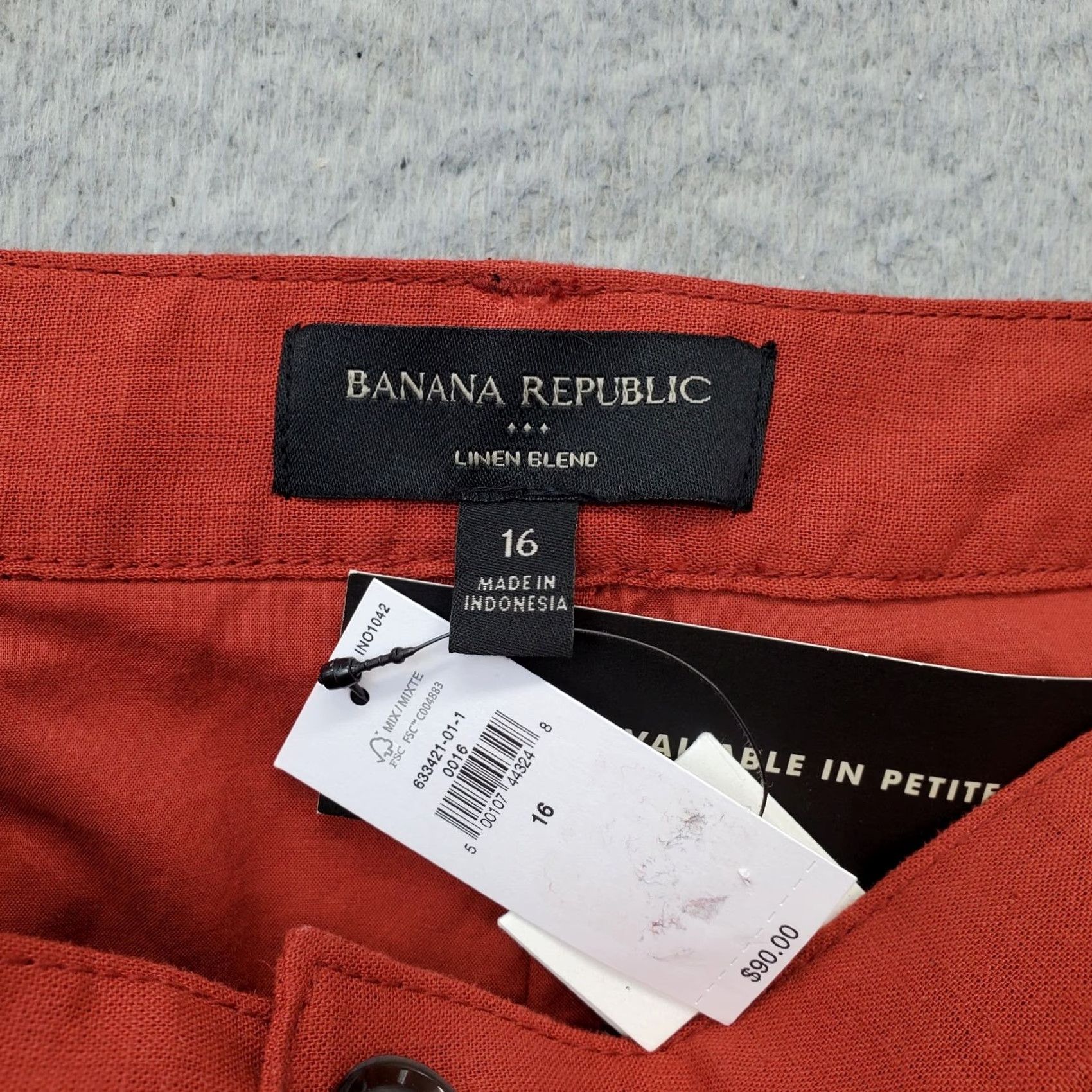 Banana Republic Banana Republic Womens Size 16P Red Linen Midi Skirt Petites A-Line Pleated Front Pockets ZipperButton Vented Size 38" / US 16 / IT 52 - 6 Thumbnail