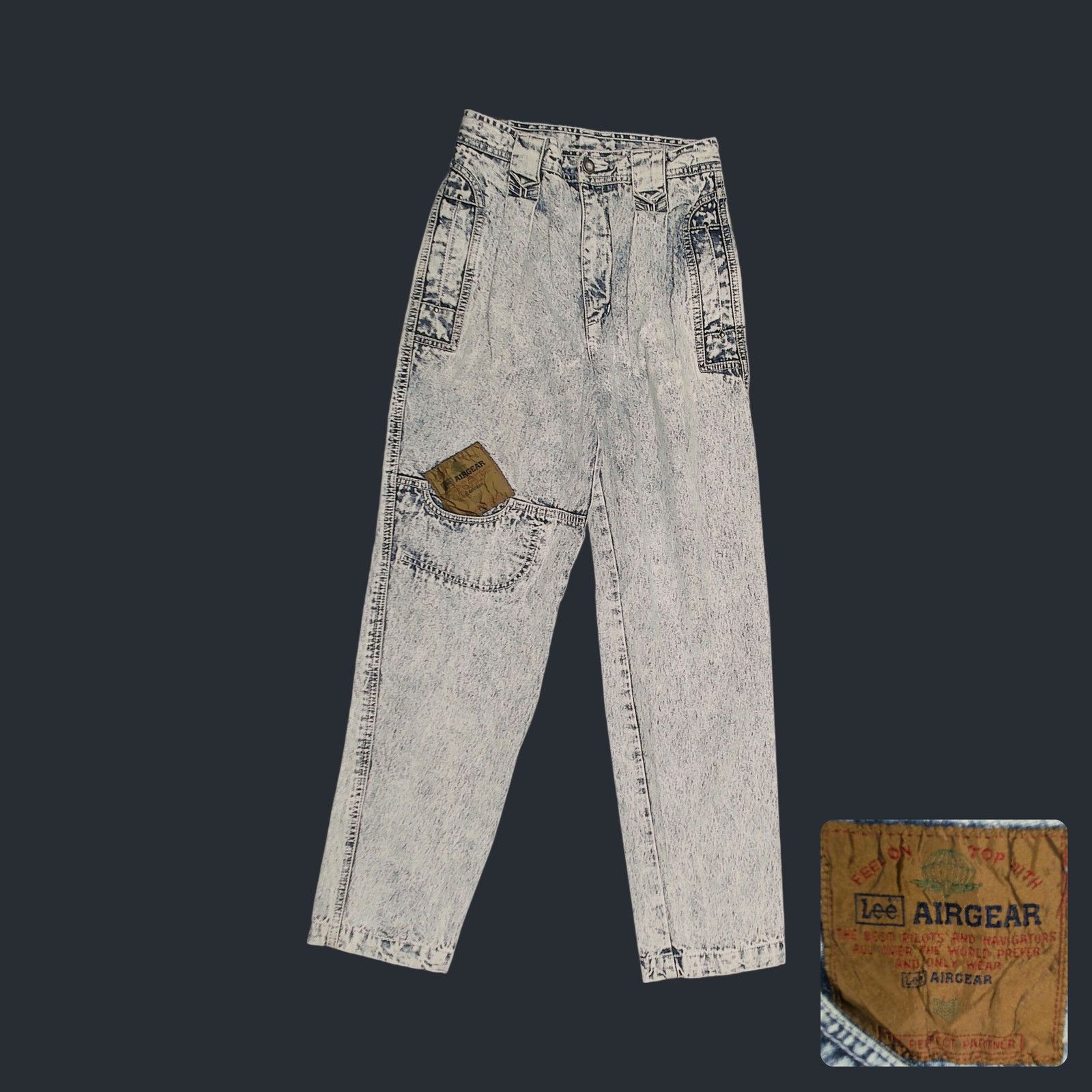 Lee Lee Vintage 80s Airgear Acid Wash Pleated Balloon Jeans 24" Size 24" / US 00 / IT 34 - 1 Thumbnail