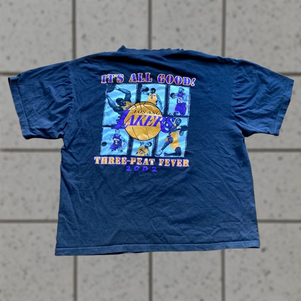 NBA VINTAGE BNK LA Lakers T Shirt 2XL Black 2002 3-Peat Championship Kobe Shaq Double-Sided Mens Sports USA Boys Girls Size US XXL / EU 58 / 5 - 1 Thumbnail