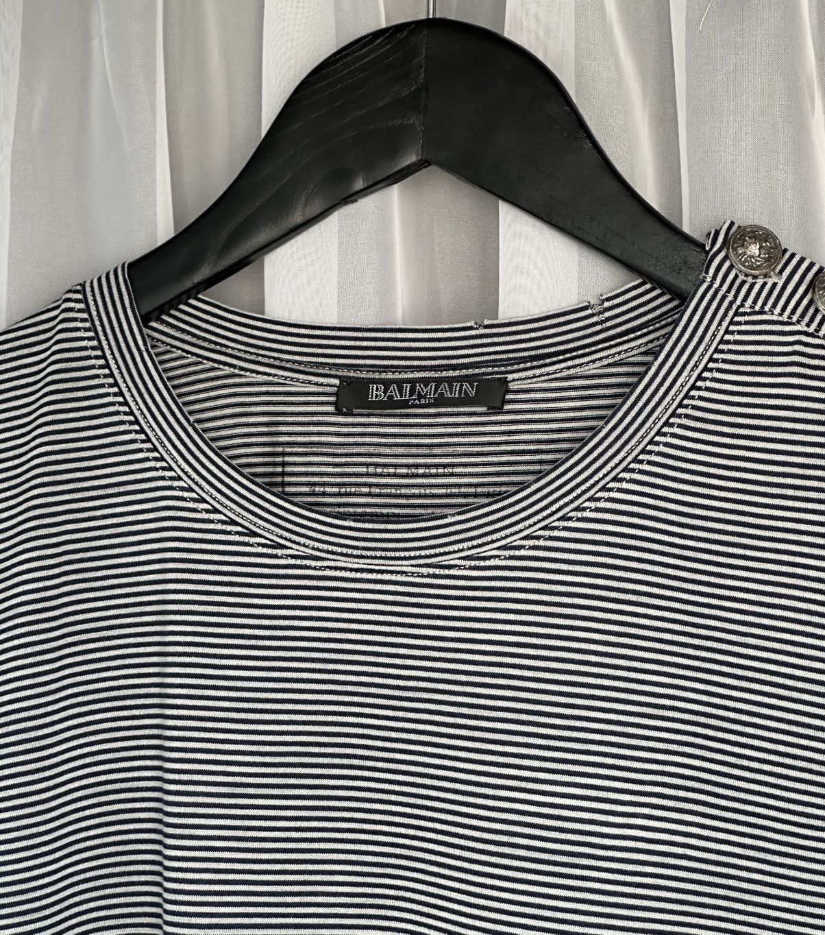 Balmain BALMAIN SS 2015 Striped Distressed Button TShirt decarnin Size US M / EU 48-50 / 2 - 5 Thumbnail