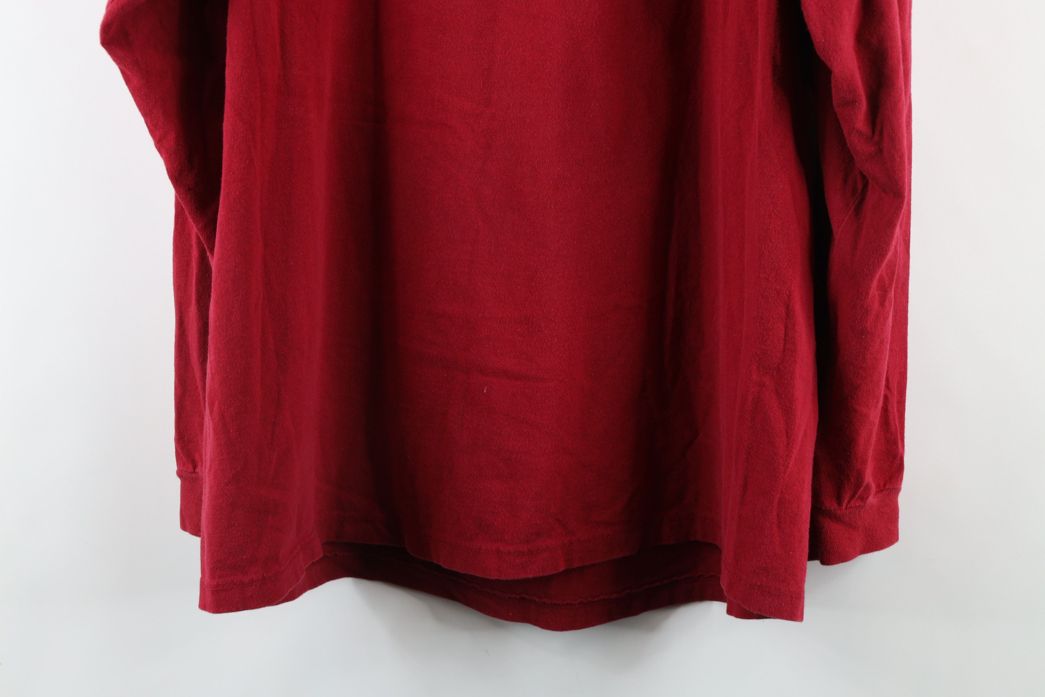 Vintage Vintage 90s University Long Sleeve T-Shirt Red Cotton USA Size US L / EU 52-54 / 3 - 13 Thumbnail