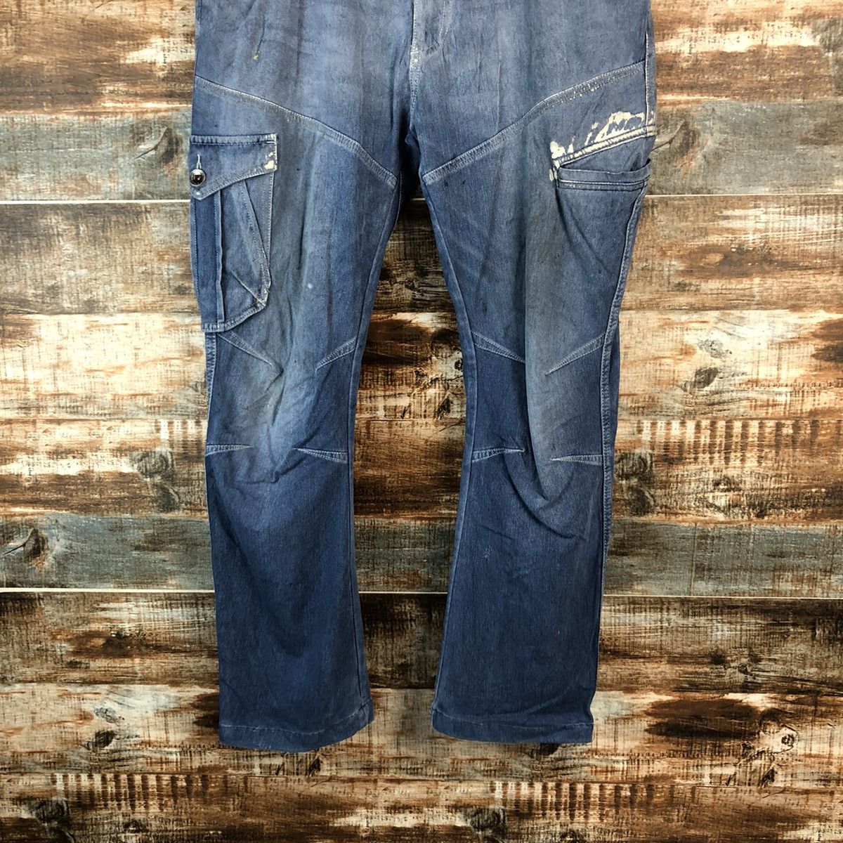 Japanese Brand Field Core Blue Distressed ripped Denim Pants #A2166 Size US 33 - 3 Thumbnail