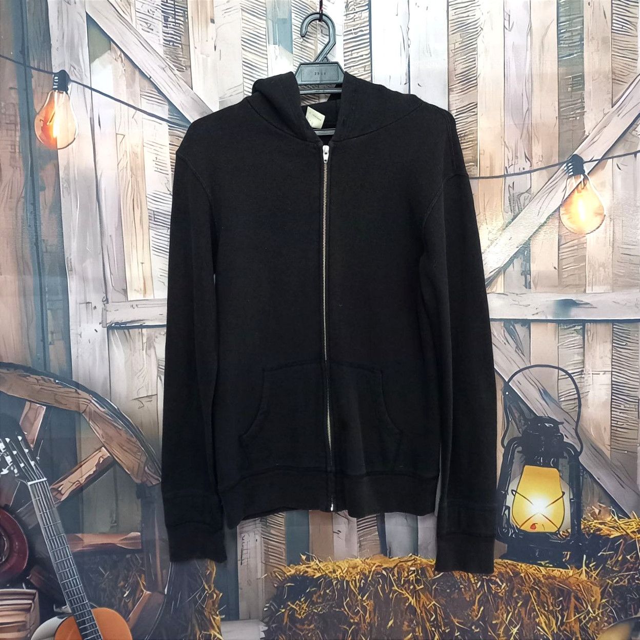 Image of N Hoolywood N. Hoolywood Plain Black Zipper Hoodie Sweatshirt, Men's (Size Small)