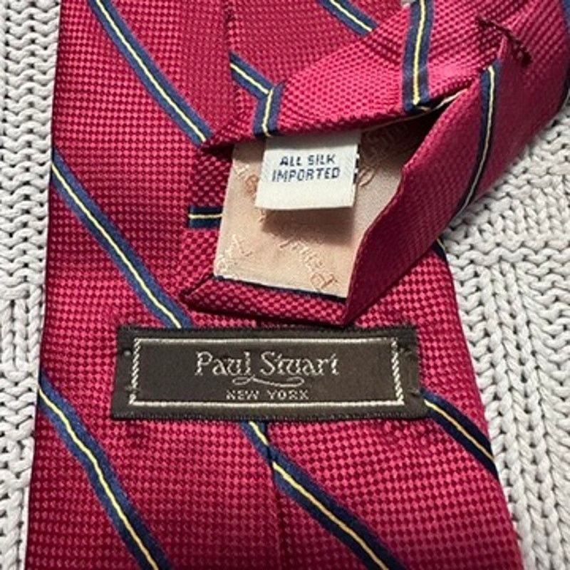 Paul Stuart Paul Stuart red and navy striped silk tie Size ONE SIZE - 4 Thumbnail
