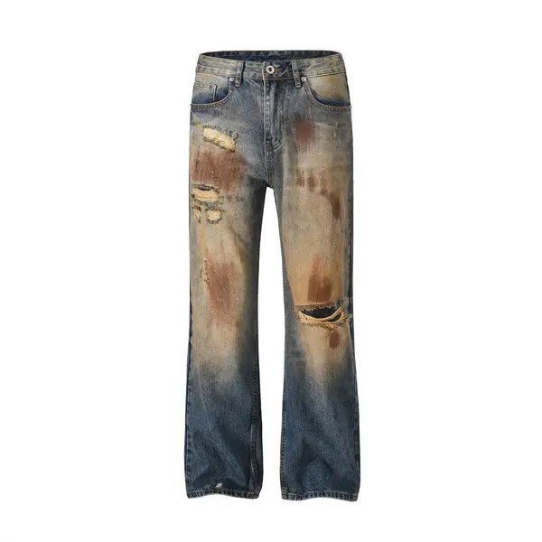 VIBE Punk ink-splashed distressed dirty ripped loose jeans Size US 32 / EU 48 - 1 Thumbnail
