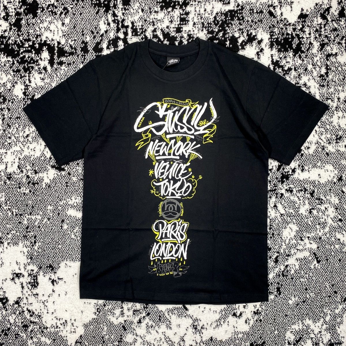 Stussy STUSSY BORN X RAISED 8 HANDSTYLES TEE IN BLACK