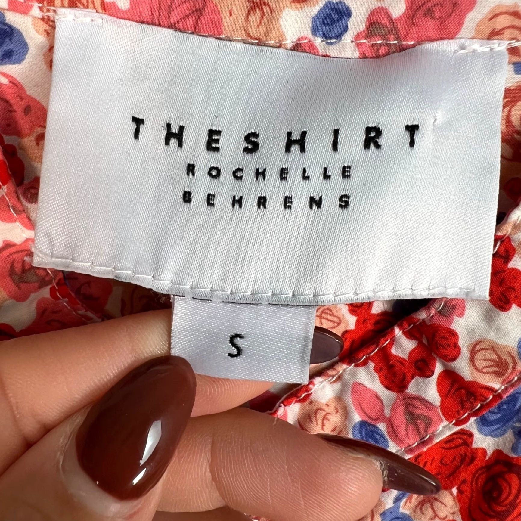 Vintage Rochelle Behrens Shirt Button-Up Long-Sleeve Floral Cotton Red Small Womens Size S / US 4 / IT 40 - 3 Thumbnail
