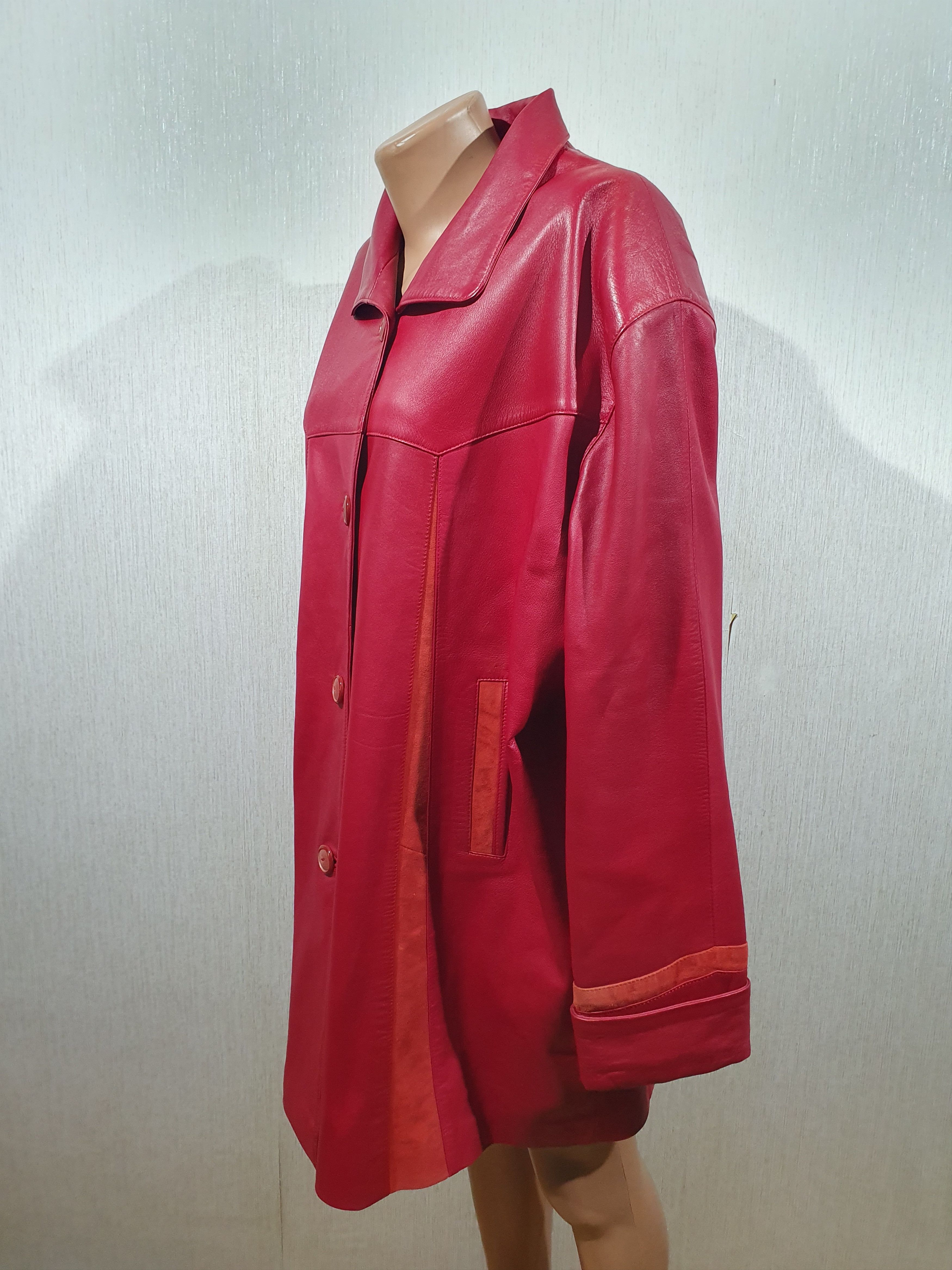 Leather Women red jacket Size 3XL / US 20-22 - 2 Thumbnail