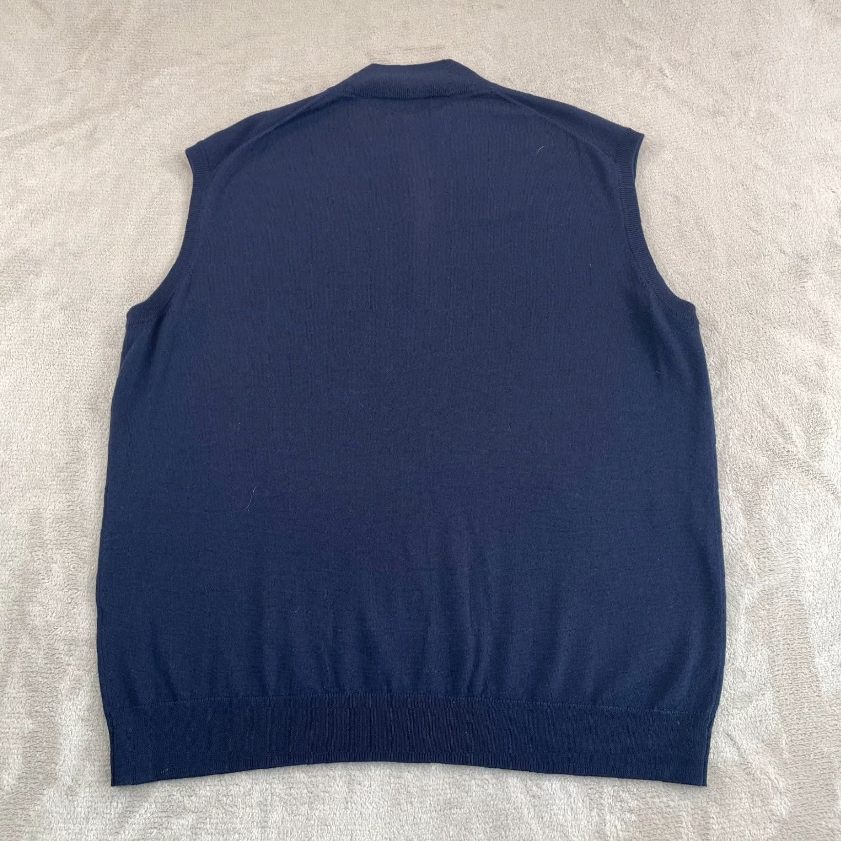 Peter Millar Peter Millar Crown Crafted Autumn Crest Quarter-Zip Vest Men XL Navy Merino Wool Size US XL / EU 56 / 4 - 4 Thumbnail