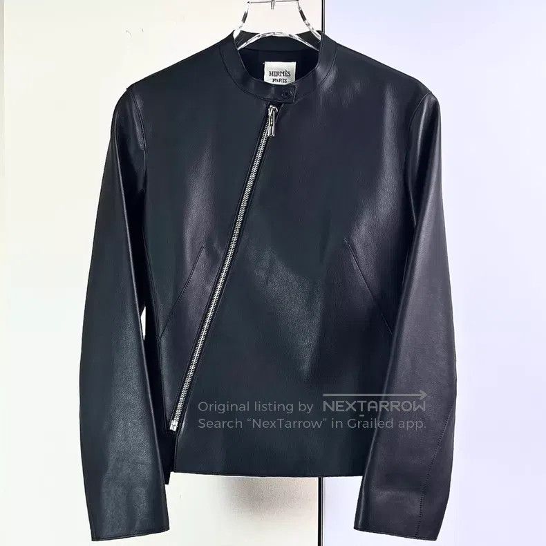 Hermes Hermes Zippered goatskin leather jacket Size XXS / US 00 / IT 34 - 2 Thumbnail
